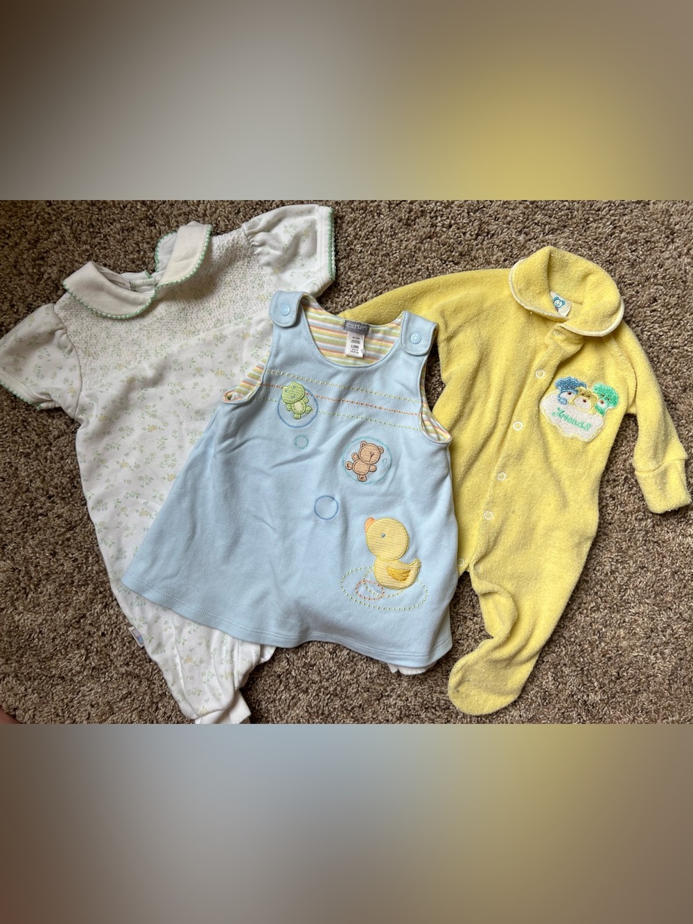 Vintage Baby Bundle Carter's Onesie Yellow 3/6 M